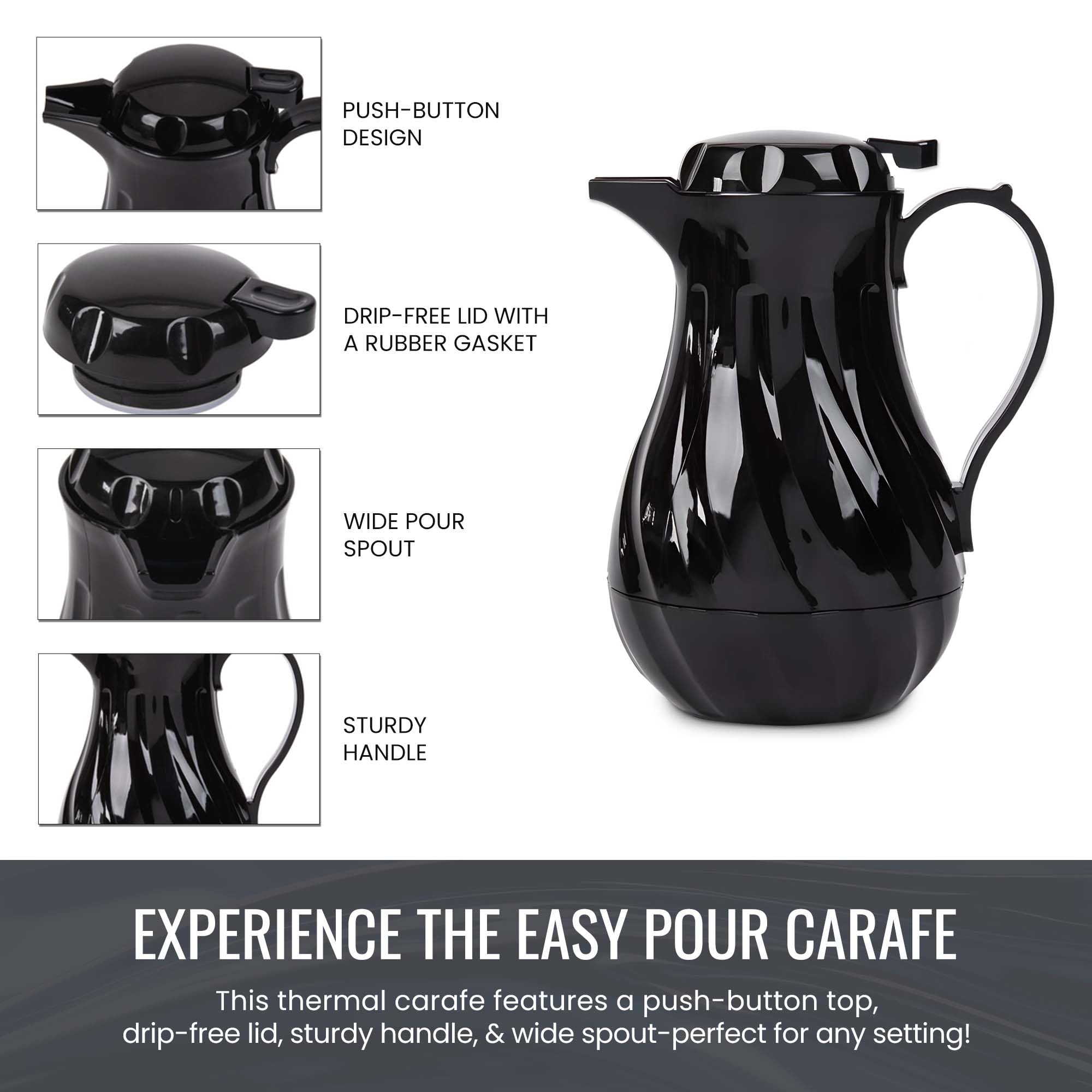 OCS Parts 8-Inch Insulated Thermal Coffee Carafe | 20-Ounce | Black