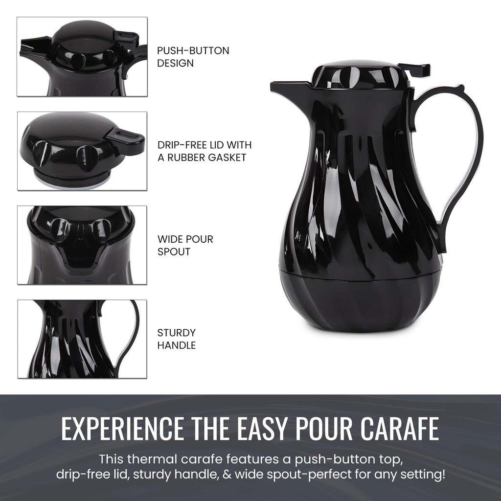 OCS Parts 8-Inch Insulated Thermal Coffee Carafe | 20-Ounce | Black
