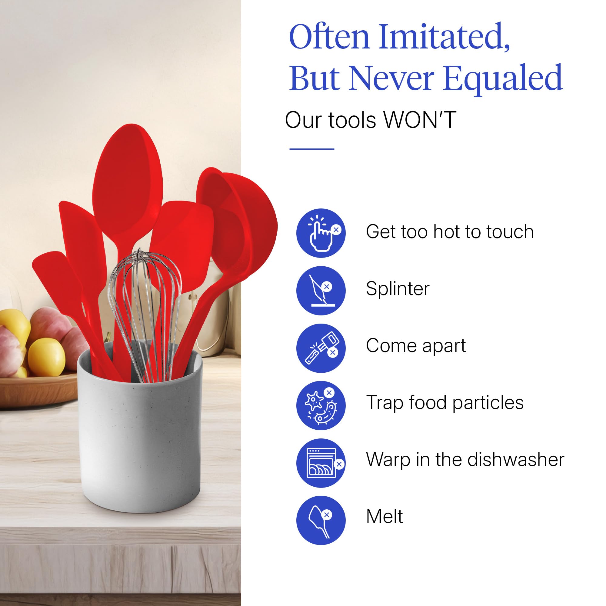 GIR: Get It Right 10-Piece Silicone Ultimate Kitchen Utensil Set – Spatulas, Ladle, Flip, Spoons, Whisk, Peeler & Spoonula – Nonstick, Non-Toxic, Heat-Resistant – Red