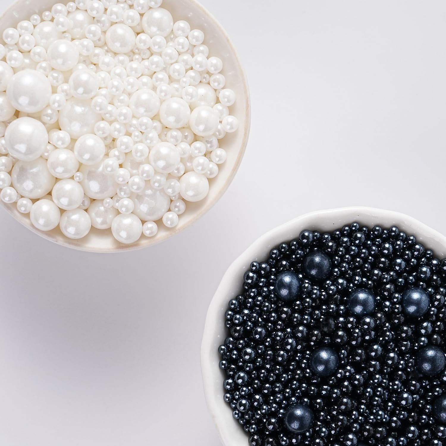 Edible Black and White Sprinkles, White Pearl Sprinkles, Black Sugar Pearls, Edible Pearls for Cake Decorating, Cupcakes, Ice Cream Toppers, Macarons, and Cookies(4.23oz)