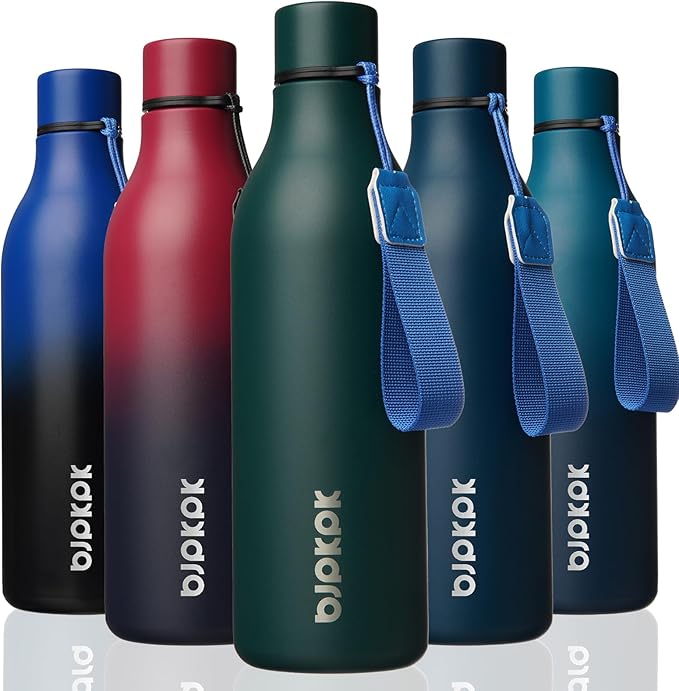 BJPKPK 18oz Insulated Water Bottle, Stainless Steel Bottle with Carry Strap