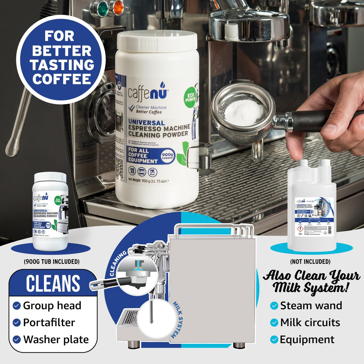 Caffenu Espresso Machine Cleaning Powder, Group Head Cleaner, 31 oz/900g