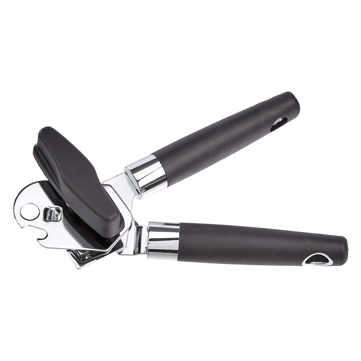 Amazon Basics Multi-function Manual Can Opener and Bottle Opener with Soft Grip Dual Handle, 22 cm, Black