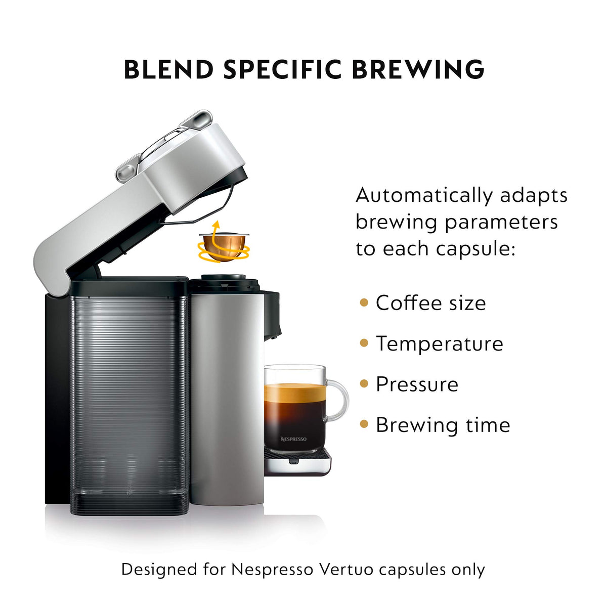 Nespresso Vertuo Coffee & Espresso Maker by De'Longhi, Silver