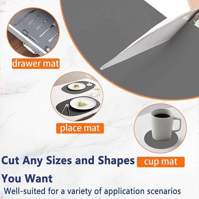 120''x24''(305cmx60cm) Extra Large Silicone Mat for Kitchen Counter, Heat Resistant Countertop Protector, Non-Slip Waterproof Kitchen Island Mat, Easy to Clean, Black