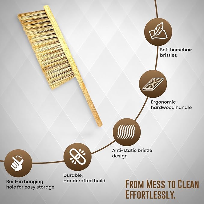 Rattleware 11-in Counter Brush Wood Handle Horsehair Bristle Cleaning Brush