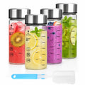 Luxfuel 12 oz Glass Juice Bottles with Lids, 4 Pack Wide Mouth Glass Bottle