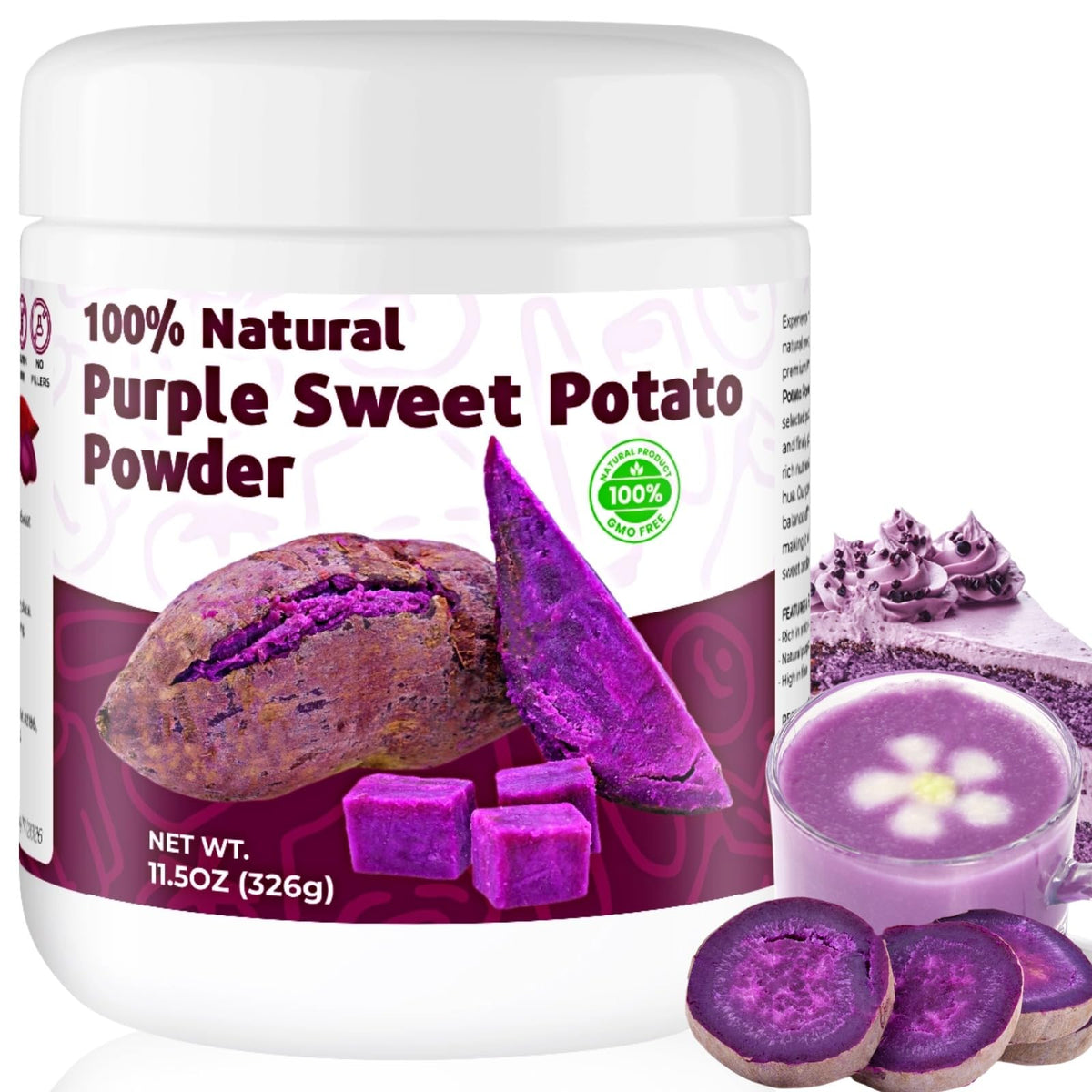24oz Pure Purple Sweet Potato Powder, 100% Natural Food Coloring for Baking