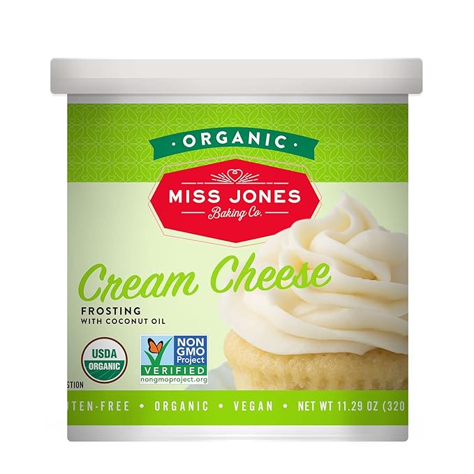 Miss Jones Baking Organic Buttercream Frosting, Perfect for Icing and Decorating, Vegan-Friendly: Cream Cheese (Pack of 6)