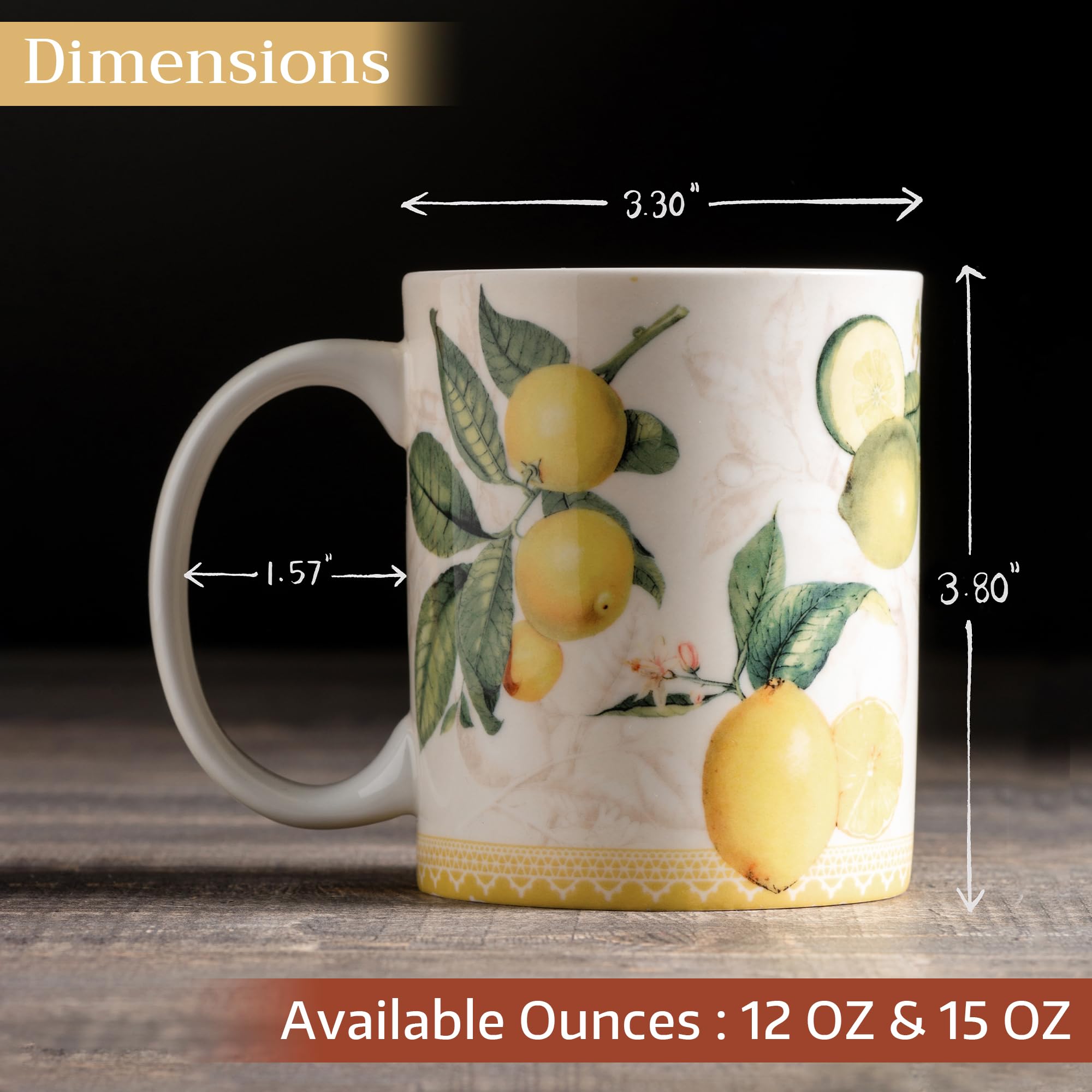 Maison d' Hermine Coffee Mug with Handles Tea Cups (15 Ounce, Pack of 1)