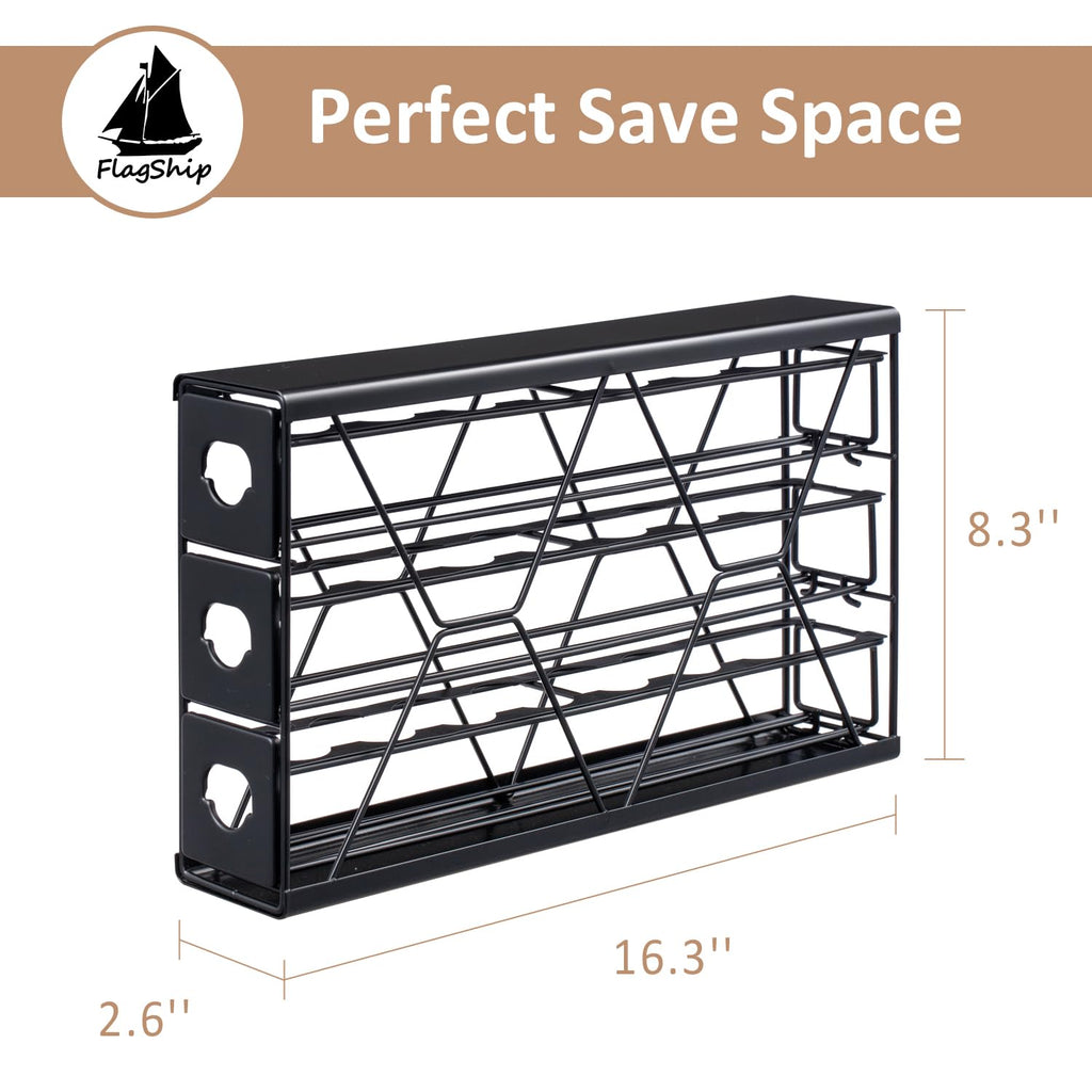 FlagShip K Cup Holder Drawer 3 Tier Coffee Pod Holder for K Pod Save Space Countertop Kitchen (24 Pods Capacity)