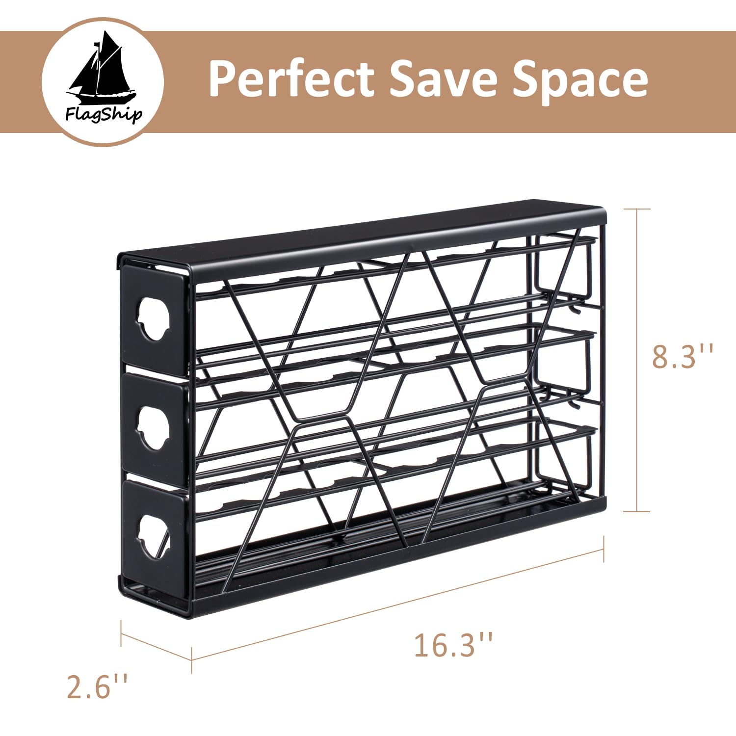 FlagShip K Cup Holder Drawer 3 Tier Coffee Pod Holder for K Pod Save Space Countertop Kitchen (24 Pods Capacity)