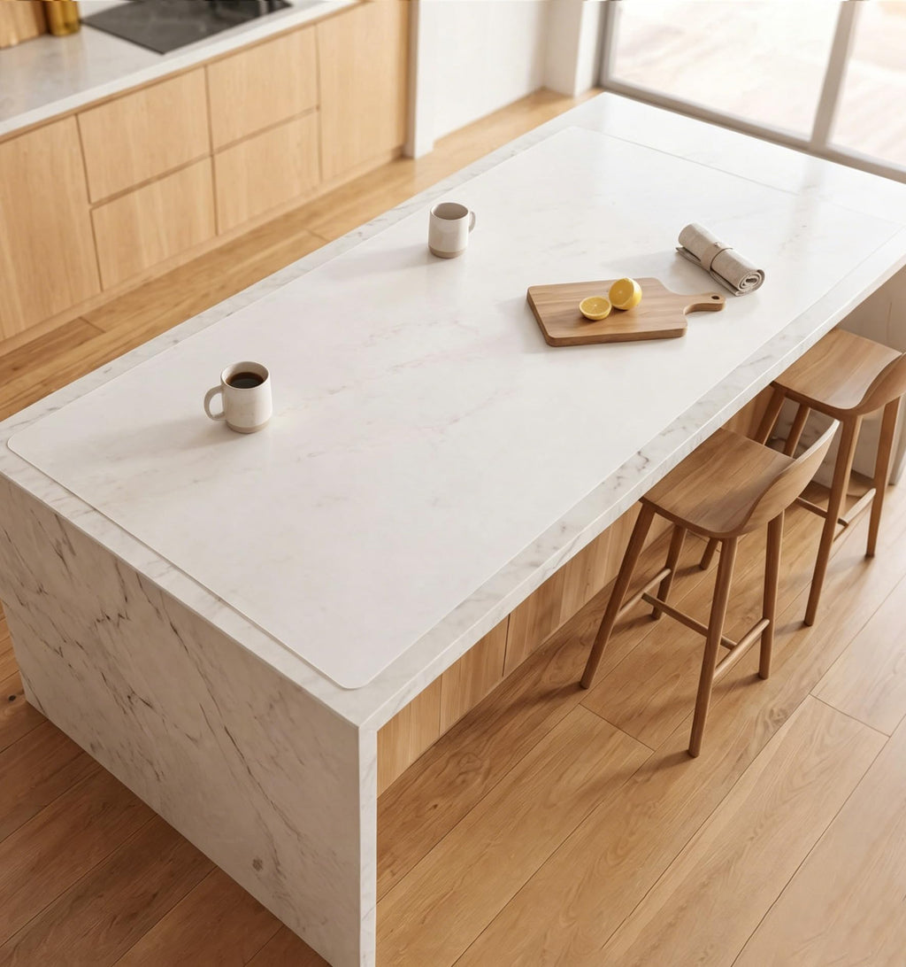47.2"x23.6"(120cmx60cm) Large Silicone Mat for Kitchen Counter, Non-Slip Heat Resistant Countertop Protector, Waterproof Multipurpose Mat for Kitchen Island, Light Gray