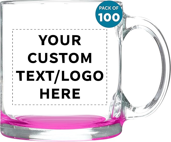 DISCOUNT PROMOS Clear Glass Coffee Mugs 13 oz. Set of 10, Bulk Pack - Perfect for Coffee, Tea, Espresso, Hot Cocoa, Other Beverages - Clear Bottom