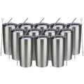 MEWAY 20oz Tumbler 12 Pack Double Wall Vacuum Insulated Travel Mug Bulk, Stainless Steel Tumblers with Lid and Straw, Durable Powder Coated Coffee Cups for Cold & Hot Drinks (Silver, 12)