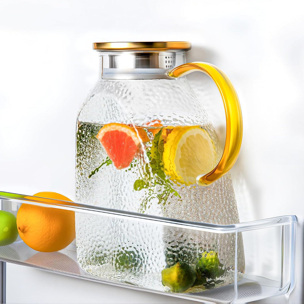 WARMSIMPLE 60 oz Glass Water Pitcher with Lid, Spout & Handle, BPA Free Jug