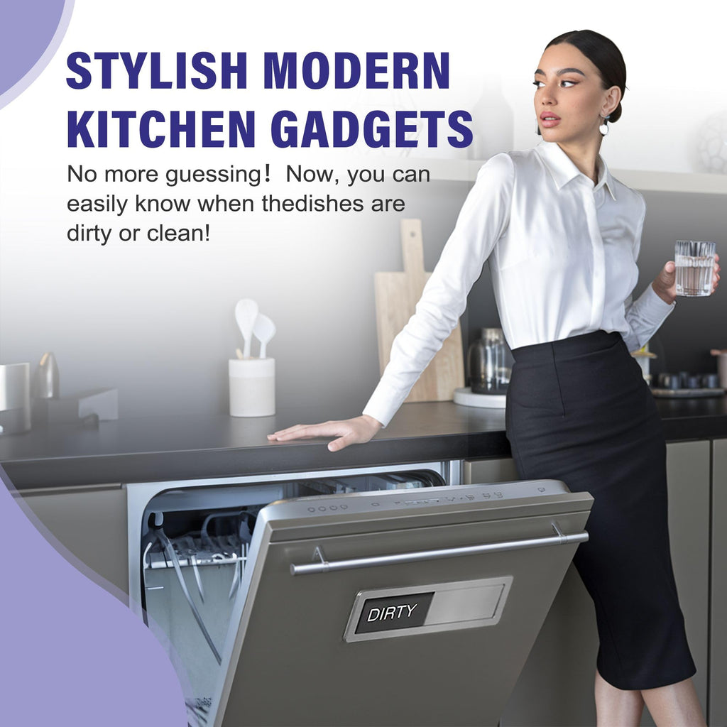 Dishwasher Clean Dirty Sign-Dishwasher Magnet Stainless Steel Clean Dirty Sign for Kitchen Organization Farmhouse Dishwasher Slide Indicator, Optional Adhesive Stickers