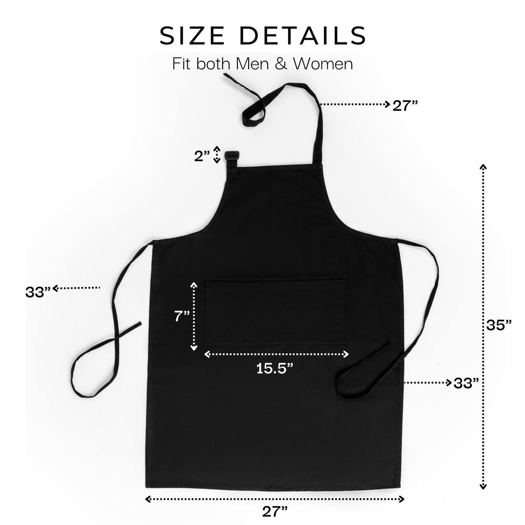 RAJRANG Chef Apron for Women Men with Pockets Cotton Kitchen Cooking Long Plain Aprons Black 35x27 Inches