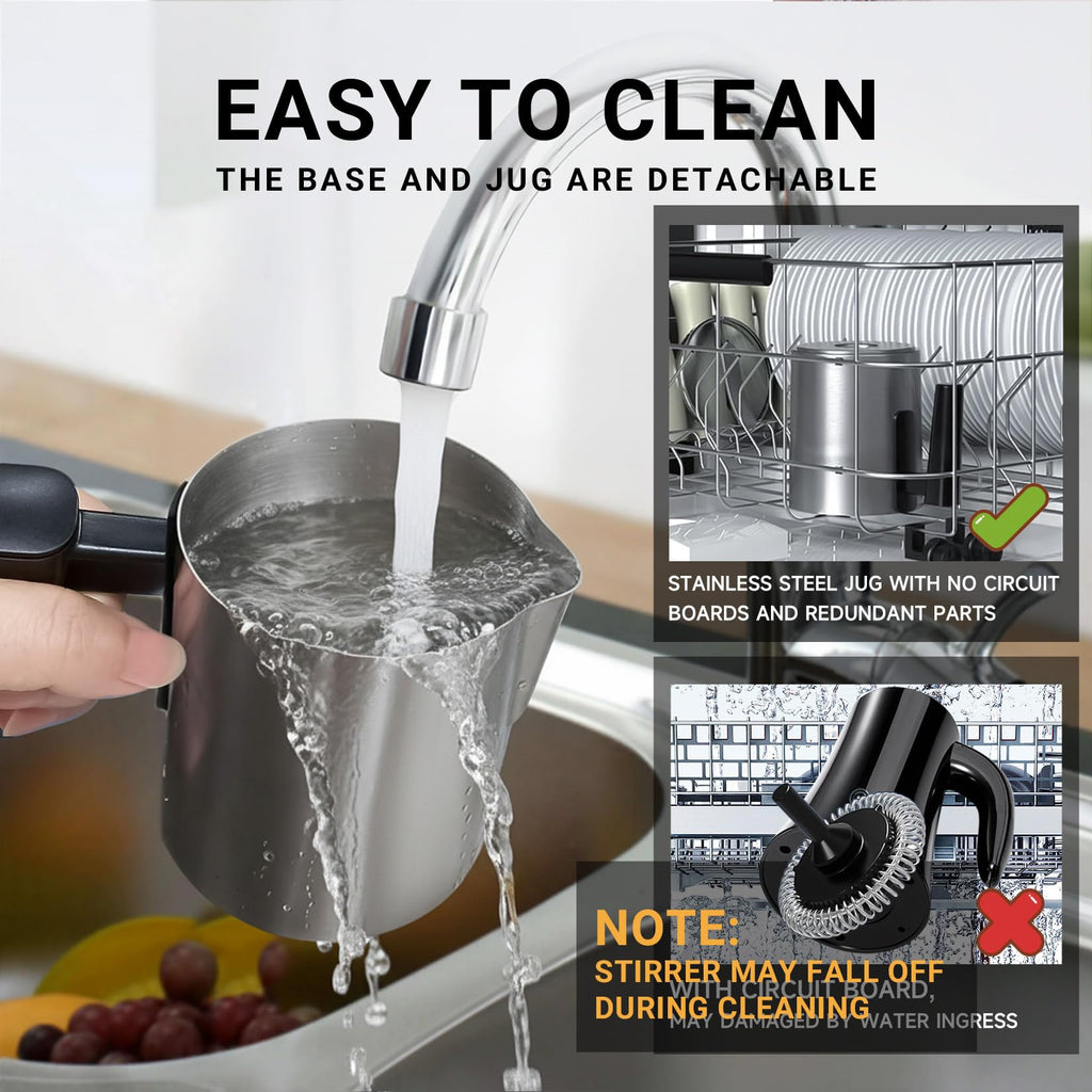FUNLAVIE 4-in-1 Electric Milk Frother and Steamer with Auto Shut-Off