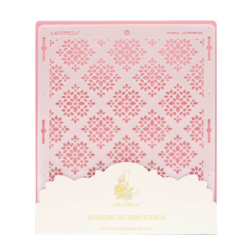 Lacupella Cake Baking Stencil - Seamless Delicate Pattern for Decorating Tall Double Barrel Cake to Use with Buttercream, Royal Icing, Ganache, Paint, Airbrush (VORRA)