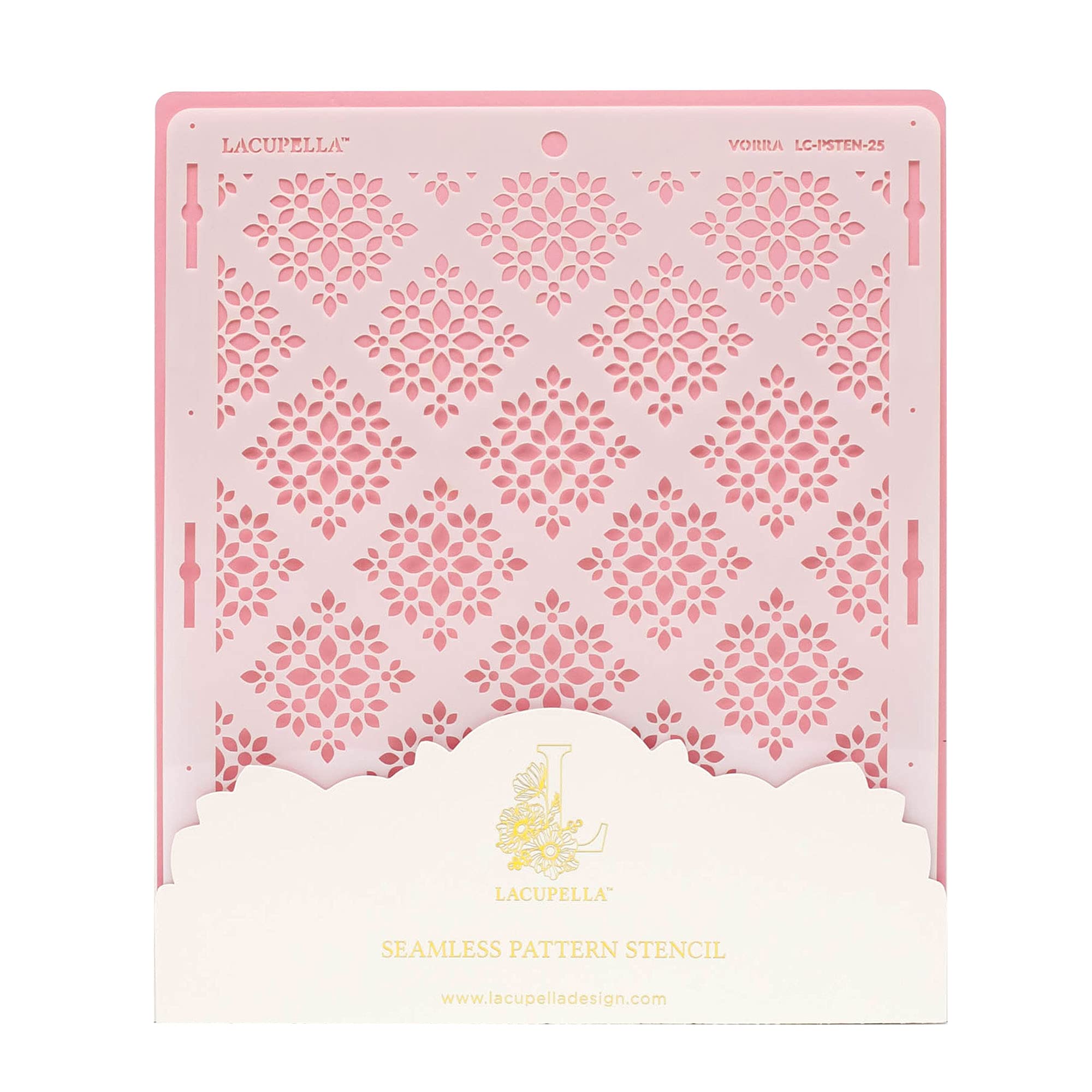 Lacupella Cake Baking Stencil - Seamless Delicate Pattern for Decorating Tall Double Barrel Cake to Use with Buttercream, Royal Icing, Ganache, Paint, Airbrush (VORRA)
