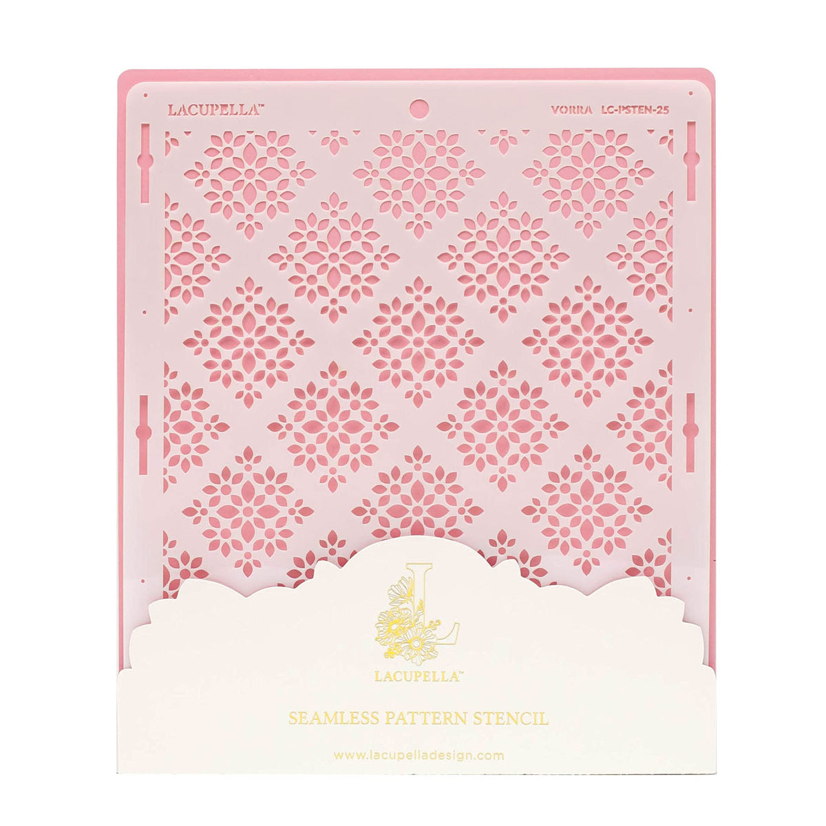 Lacupella Cake Baking Stencil - Seamless Delicate Pattern for Decorating Tall Double Barrel Cake to Use with Buttercream, Royal Icing, Ganache, Paint, Airbrush (VORRA)