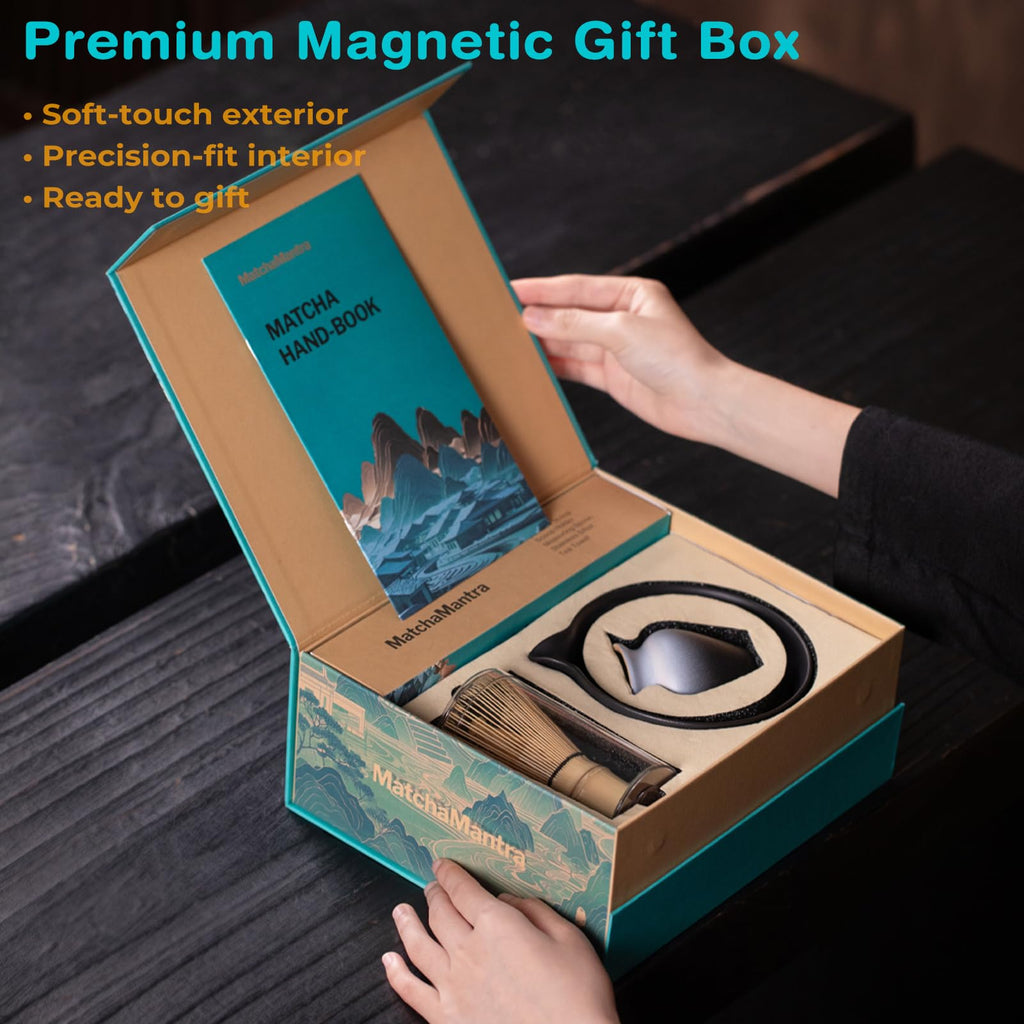 Matchamantra Premium Matcha Ceremony Set – Complete 9-Pcs Ritual Kit – Presented in Luxury Magnetic Gift Box, Perfect for Gifting or Self-Care (Black)