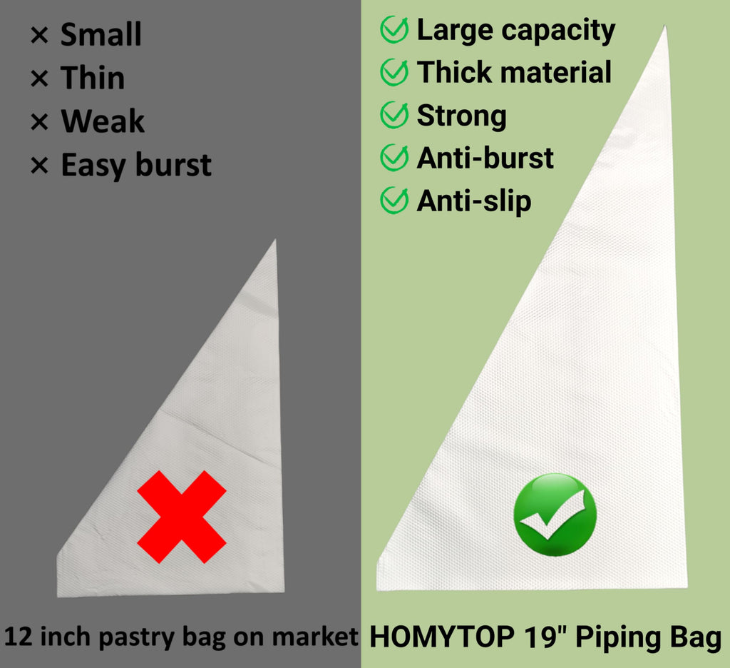 HOMYTOP 19 Inch Extra Large Piping Bags 200 Pack - Disposable Pastry Bags - Thick Anti-Burst Pastry Icing Frosting Piping Bags For Decorating Cupcakes Cakes Cookies (Large 19 Inch-200 Pack)