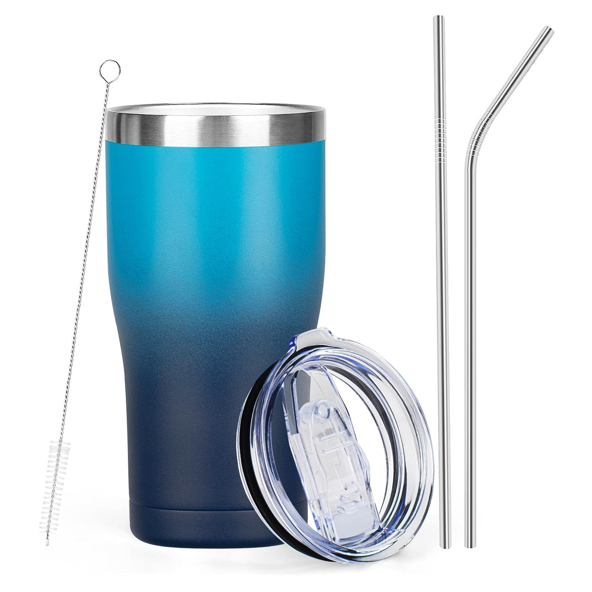 20oz Insulated Tumbler with Lid Straw Travel Coffee Mug Cup (Purple/Green)