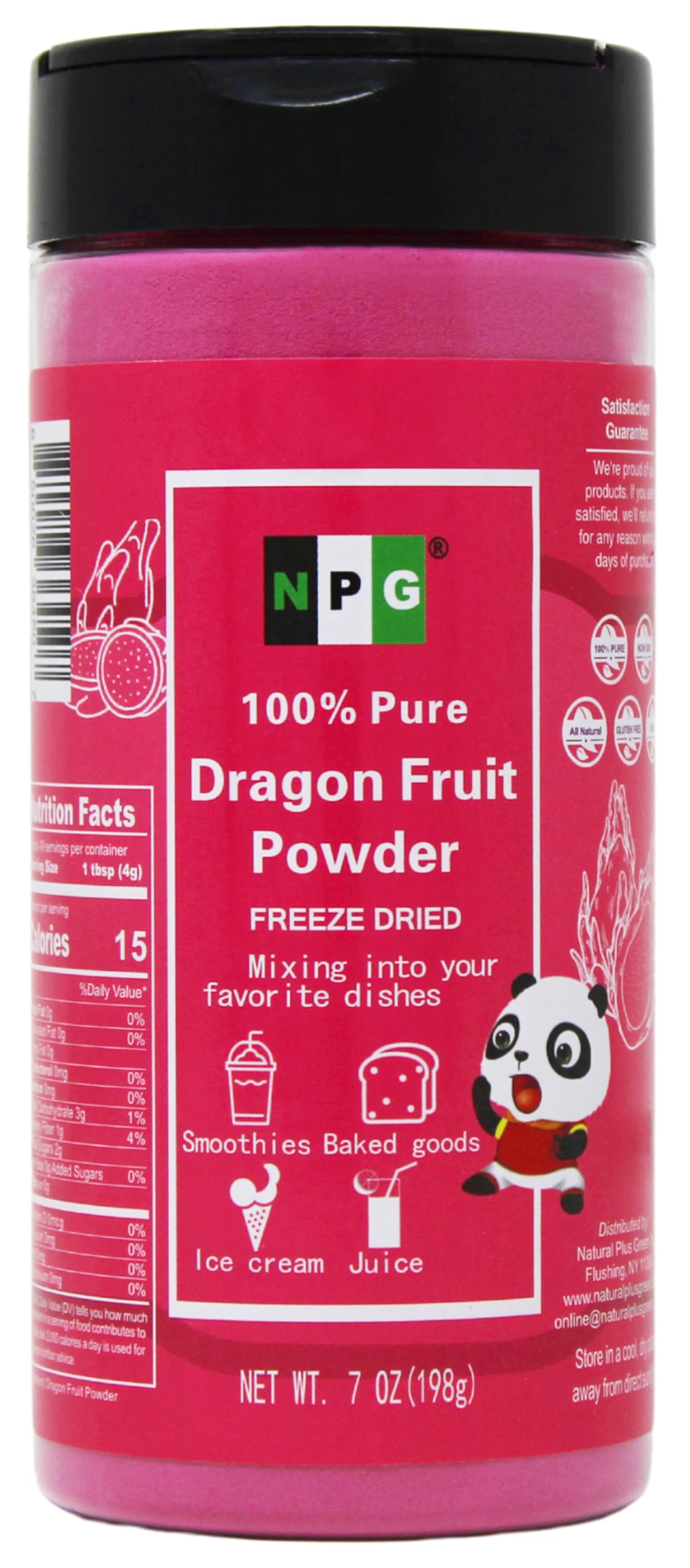 NPG Freeze Dried Red Raspberry Juice Powder 7 Oz, Seedless Superfood Powder