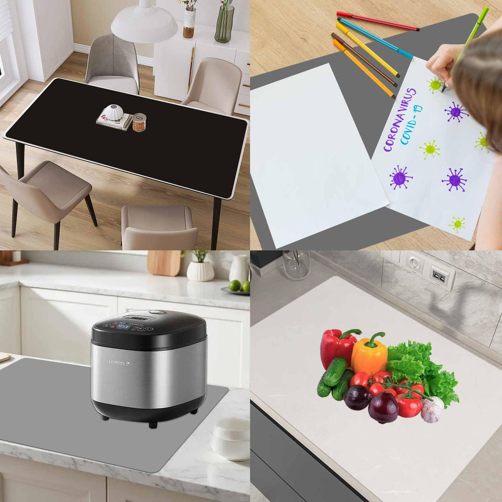 47.2"x23.6"(120cmx60cm) Large Silicone Mat for Kitchen Counter, Non-Slip Heat Resistant Countertop Protector, Waterproof Multipurpose Mat for Kitchen Island, Black