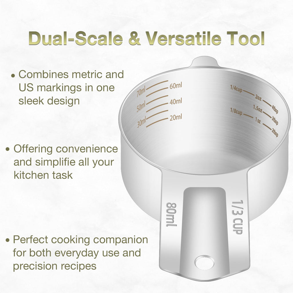 2PCS 1/3Cup (80ml, 2.6oz) Measuring Cup, Etched Inner Scale Measure Scoop