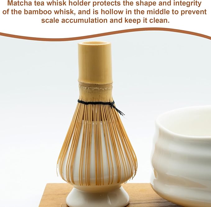 HARFINGTON Ceramic Chasen Stand 70mm Matcha Whisk Holder Teas Set Whisks Stand Traditional Matcha Tea Chasen Holder Tea Set Accessories for Tea Tasting, Black