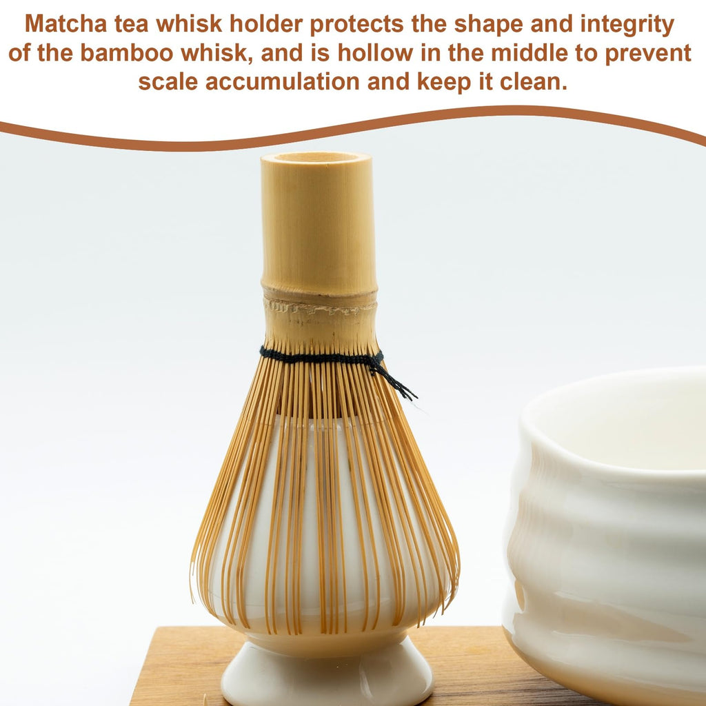 HARFINGTON Ceramic Chasen Stand 70mm Matcha Whisk Holder Teas Set Whisks Stand Traditional Matcha Tea Chasen Holder Tea Set Accessories for Tea Tasting, White