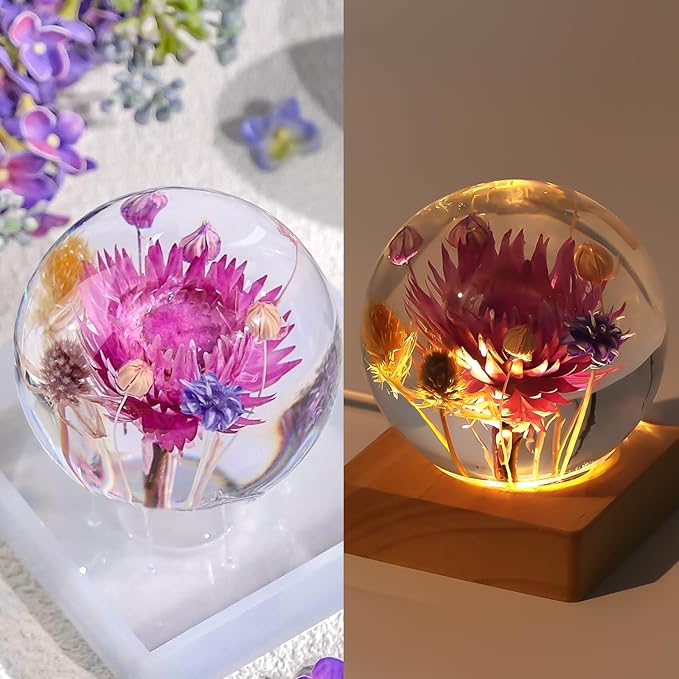 LET'S RESIN 9 Pcs Sphere Silicone Molds for Resin, Upgraded Seamless 3D Sphere Resin Molds Silicone,Large Round Ball Epoxy Resin Molds for Flowers Preservation,Resin Casting, Soap, Candle