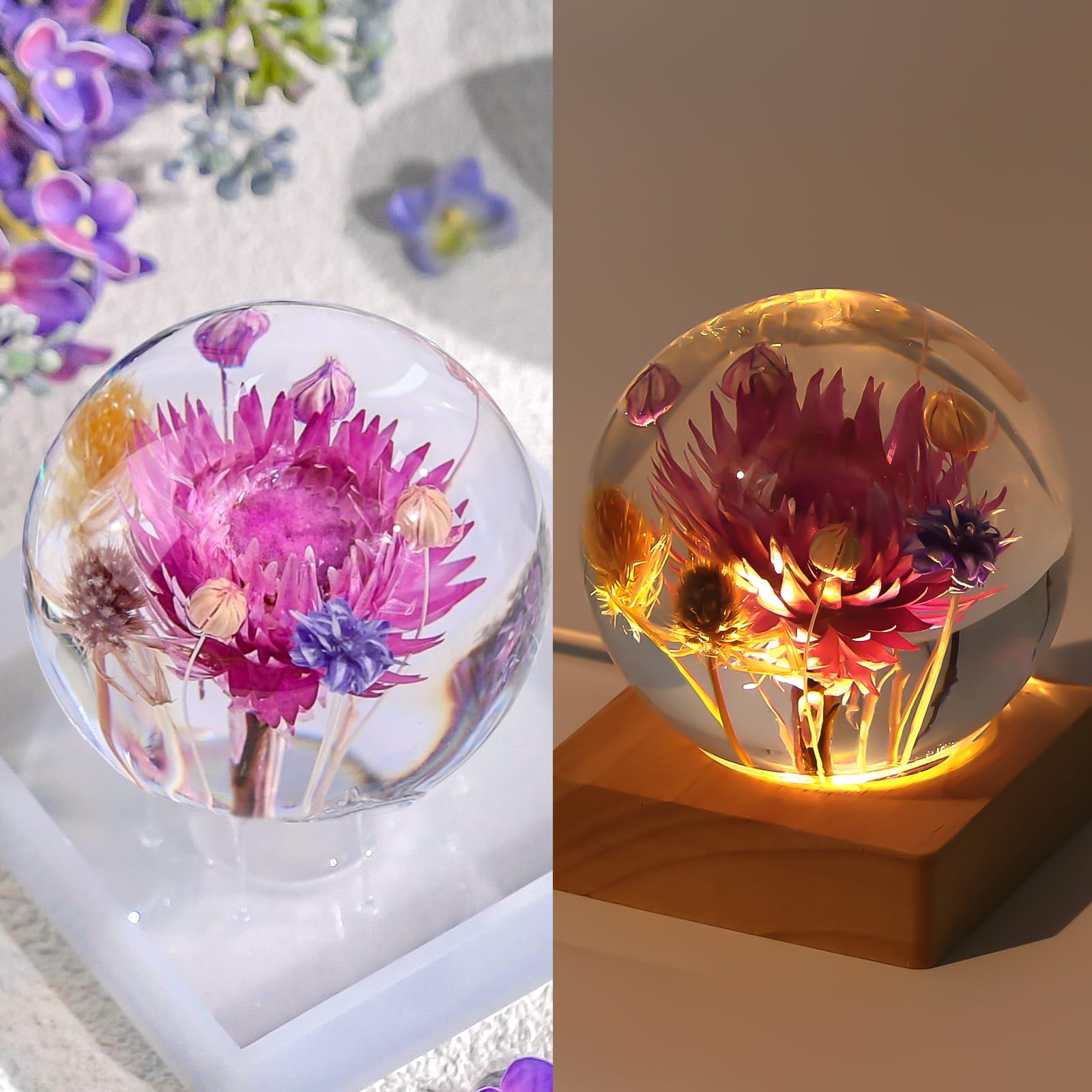 LET'S RESIN 9 Pcs Sphere Silicone Molds for Resin, Upgraded Seamless 3D Sphere Resin Molds Silicone,Large Round Ball Epoxy Resin Molds for Flowers Preservation,Resin Casting, Soap, Candle