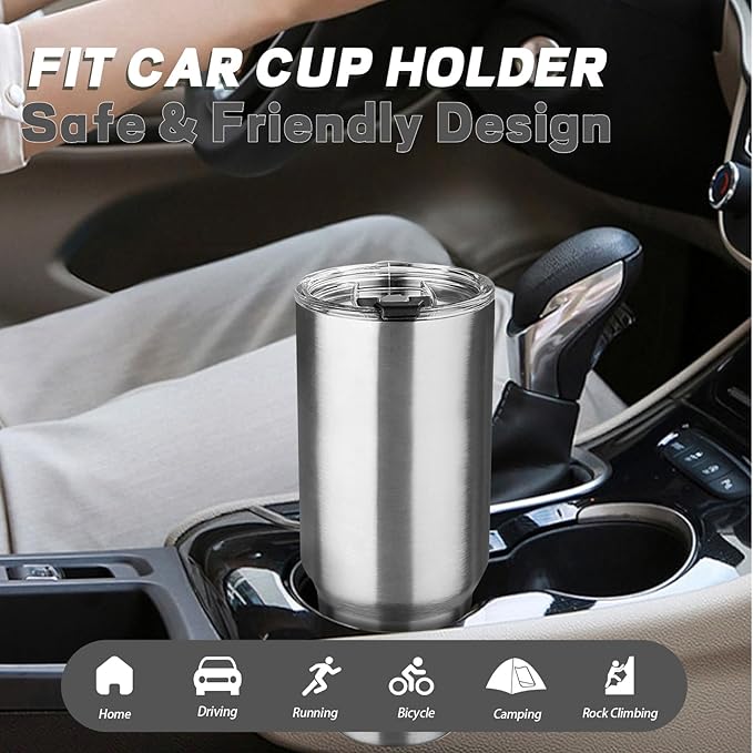 40 oz Tumbler with Lids and Straws, Stainless Steel Insulated Coffee Tumbler, Double Wall Vacuum Insulated Travel Mug Cup, Leakproof Thermal Coffee Cup for Hot and Cold Drinks (Silver)