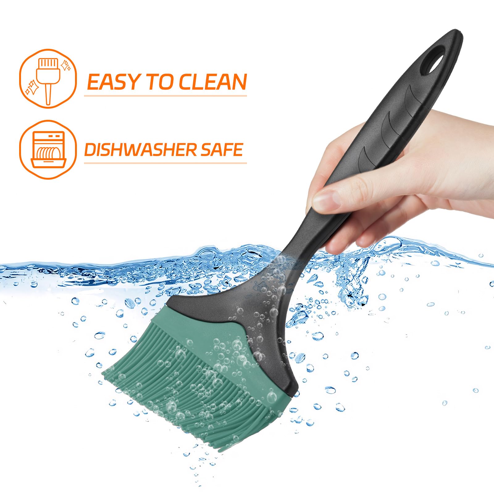Large Silicone Grill Basting Brush - 3.95inch Extra Wide Silicone Basting Brush for Grilling,Heat Resistant Brushes Spread Oil Butter Sauce for Cooking Baking BBQ,Dishwasher Safe（Green 2）