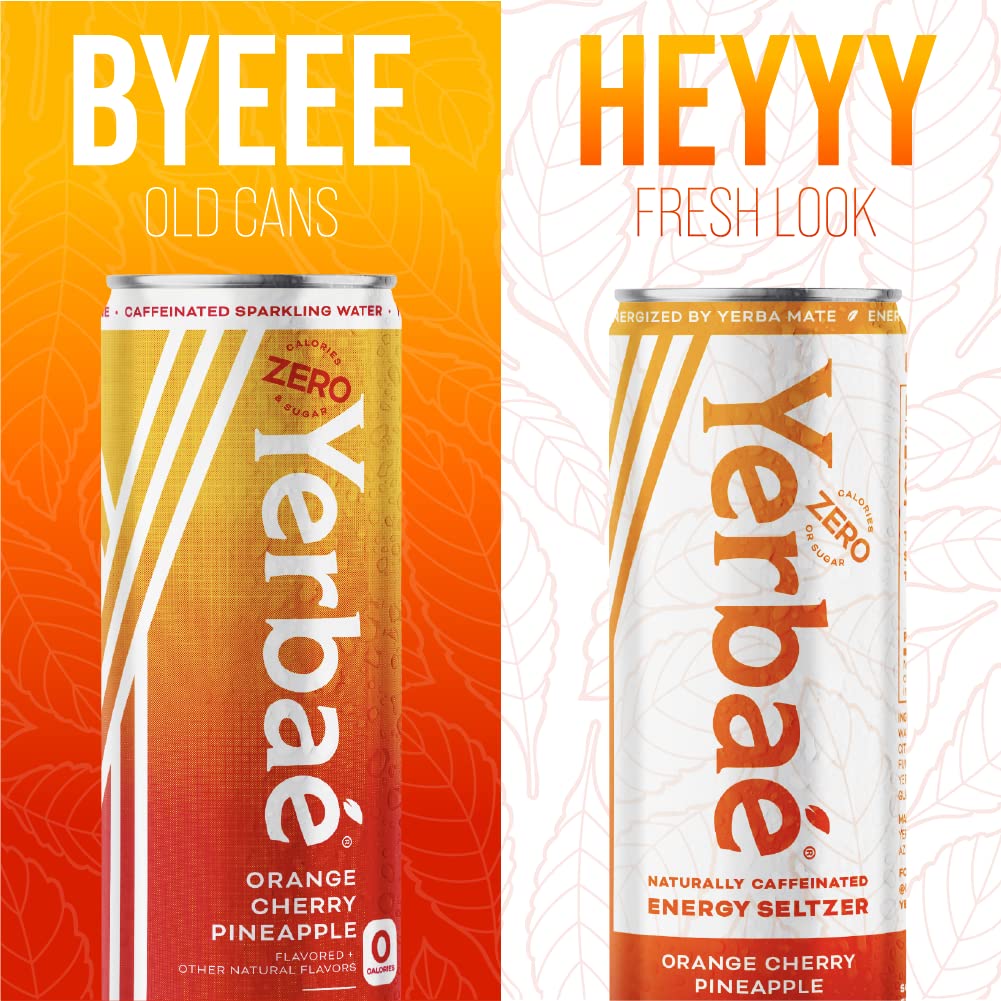 Yerbaé Energy Seltzer - Variety Performance Pack. No Sugar/Calories/Carbs. Energized by Yerba Mate Naturally Caffeinated Plant-Based, Healthy Alternative to Coffee/Sugary Sodas, Pack of 12, 12oz cans