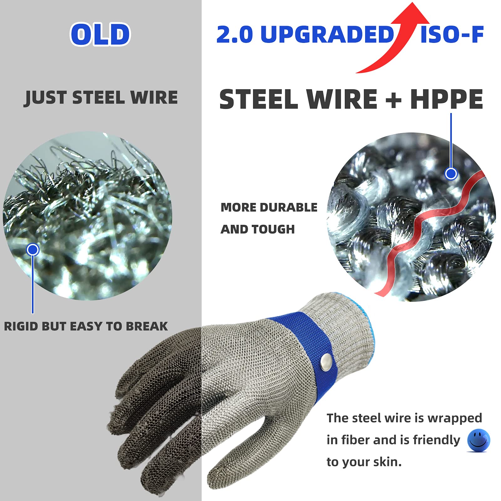 Schwer ANSI A9 Cut Resistant Glove, Food Grade Stainless Steel wire Mesh Metal Gloves, Knife Cutting Gloves for kitchen Mandoline Slicing Butcher Meat Cutting Oyster Shucking Fish Fillet（XL, 1 PCS）
