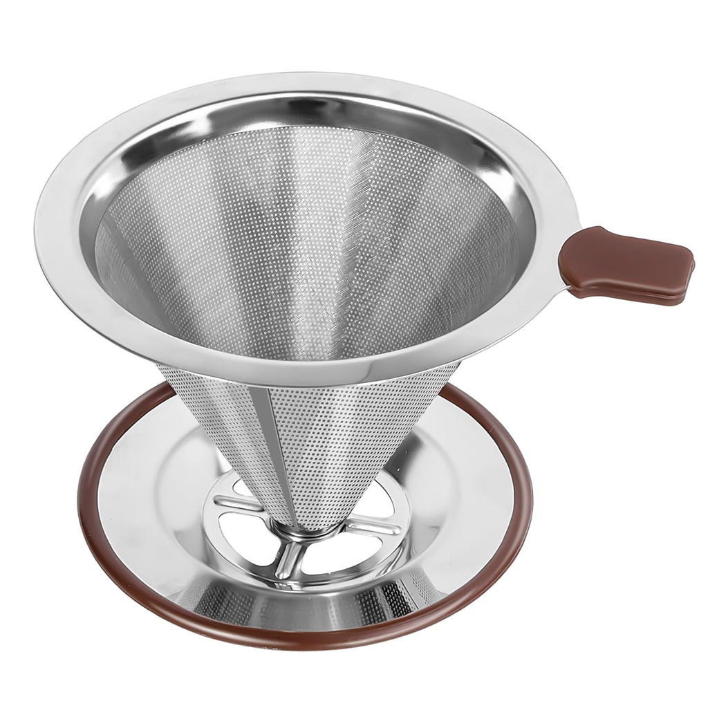 Pour Over Coffee Dripper, Stainless Steel Reusable Cone Filter, 1-2 Cup