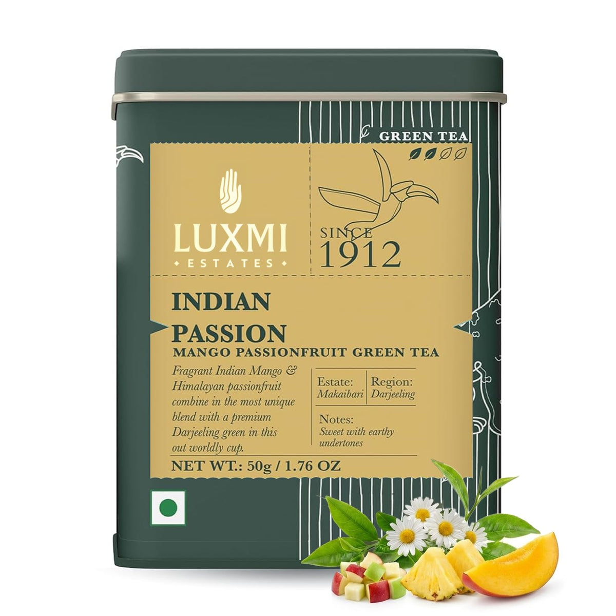 Luxmi Estates - Indian Passion 50g, 1.76 Oz loose tin caddy, Herbal tea
