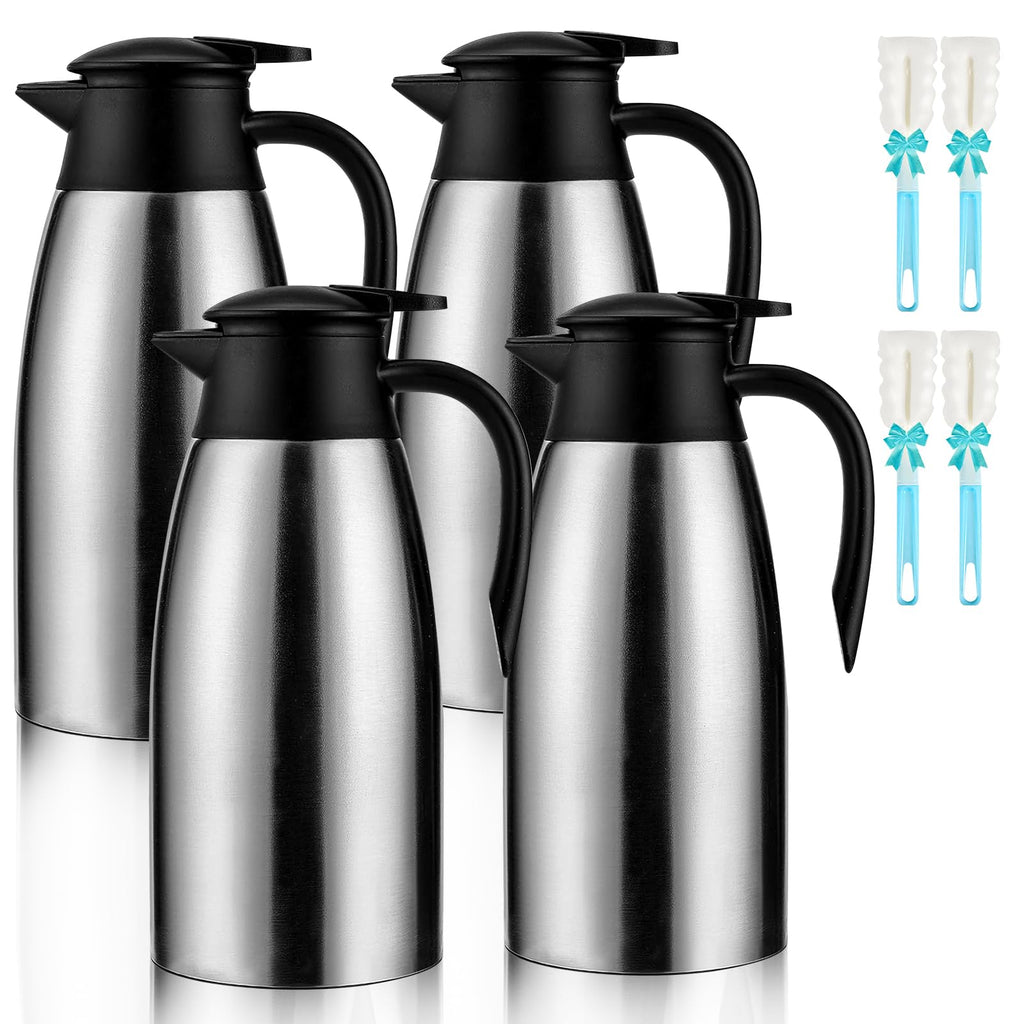 6 sets 70 oz Thermal Coffee Carafe for keeping hot, Carafe for hot liquid, Airpot Insulated Stainless Steel Vacuum Thermal Pot for Coffee, Hot Water,Keep Hot 12 Hours (4silver)