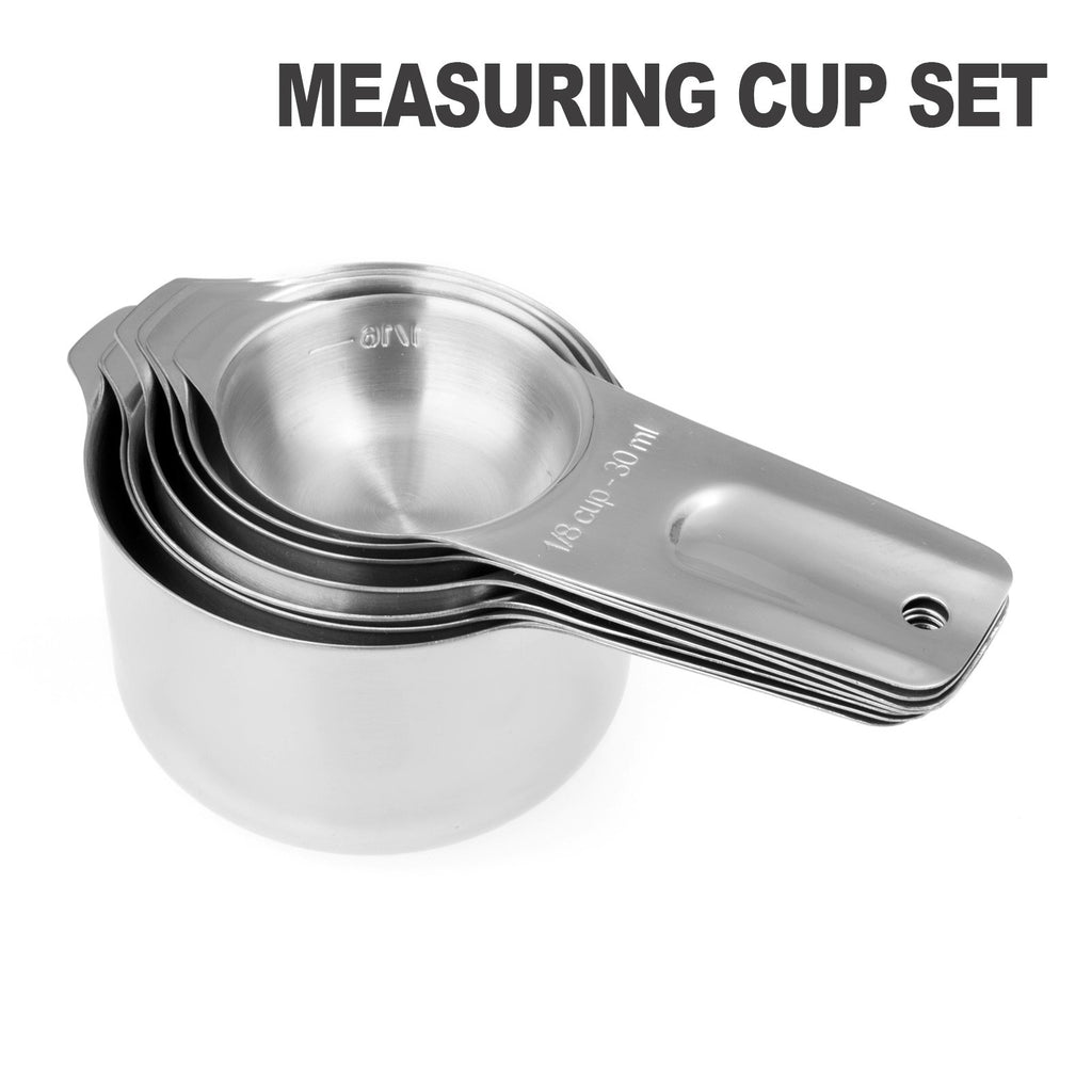 13-Piece Measuring Cups and Spoons Set, 18/8 Stainless Steel, Silver