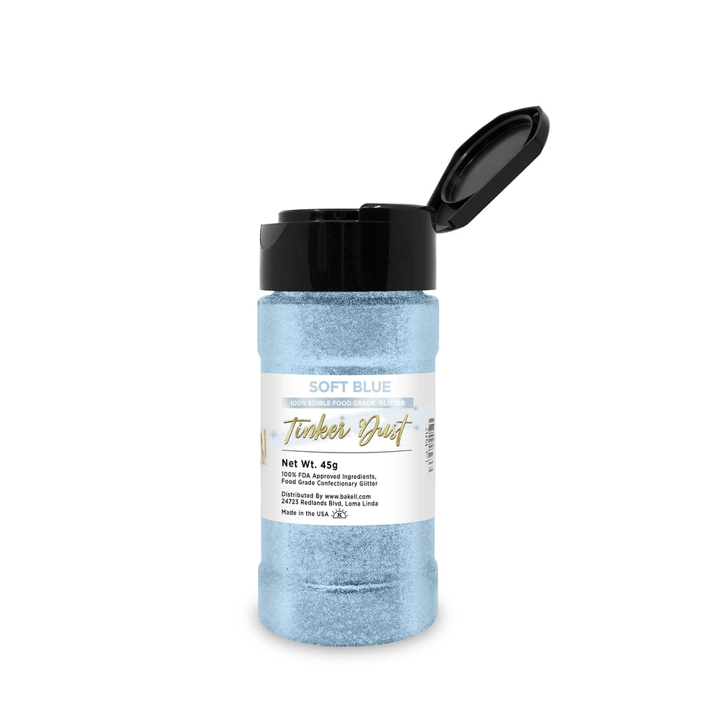 BAKELL Soft Blue Edible Glitter, 45 Grams | TINKER DUST Edible Glitter | KOSHER Certified | 100% Edible Glitter | Cakes, Cupcakes, Cake Pops, Drinks, Dessert Vegan Glitter & Dusts (45g Shaker, Soft Blue)