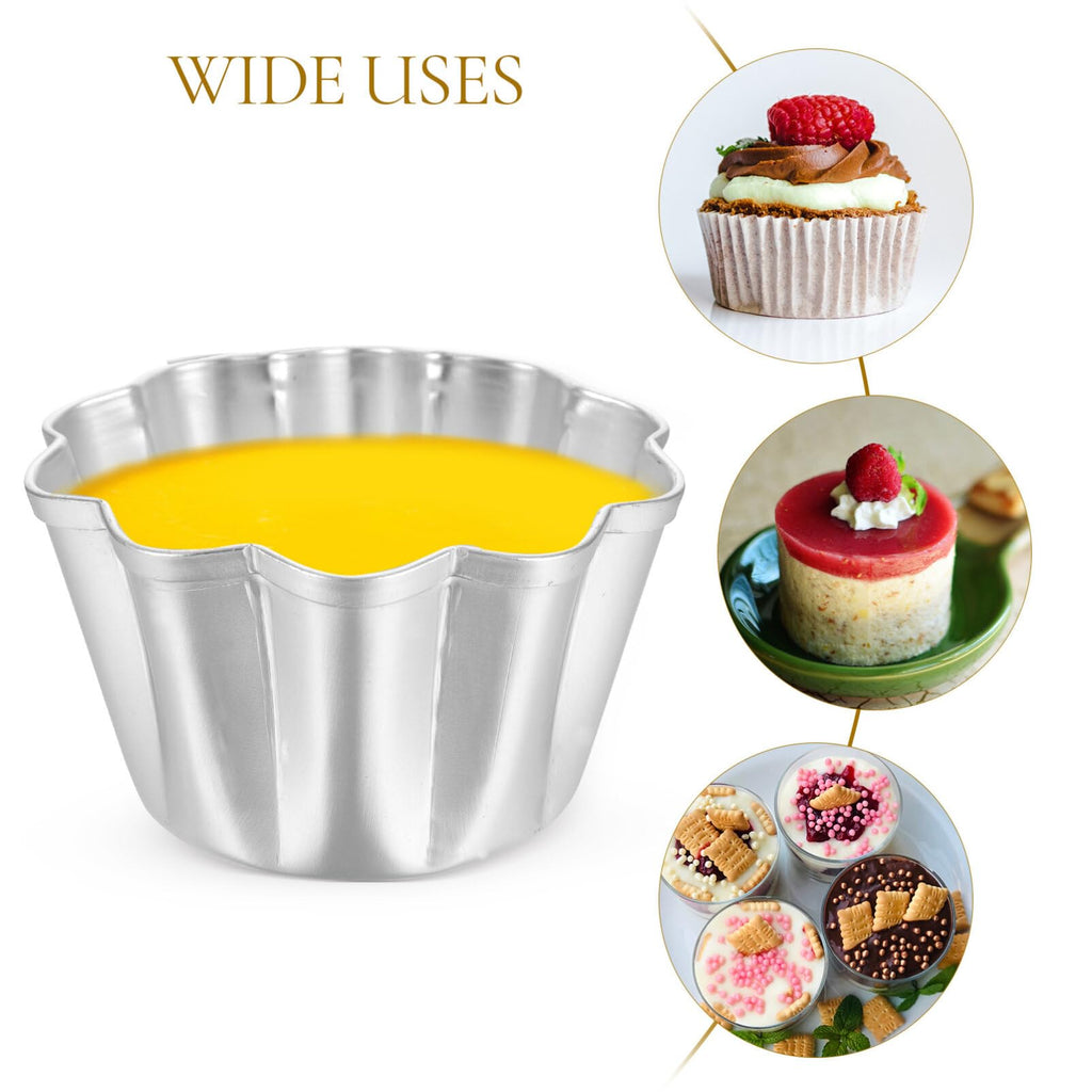 SHERCHPRY 6Pcs Egg Tart Molds Aluminium Pie Tins Mini Tart Tins Tiny Pie Tin Cupcake Cake Mold Pudding Molds for Home Baking