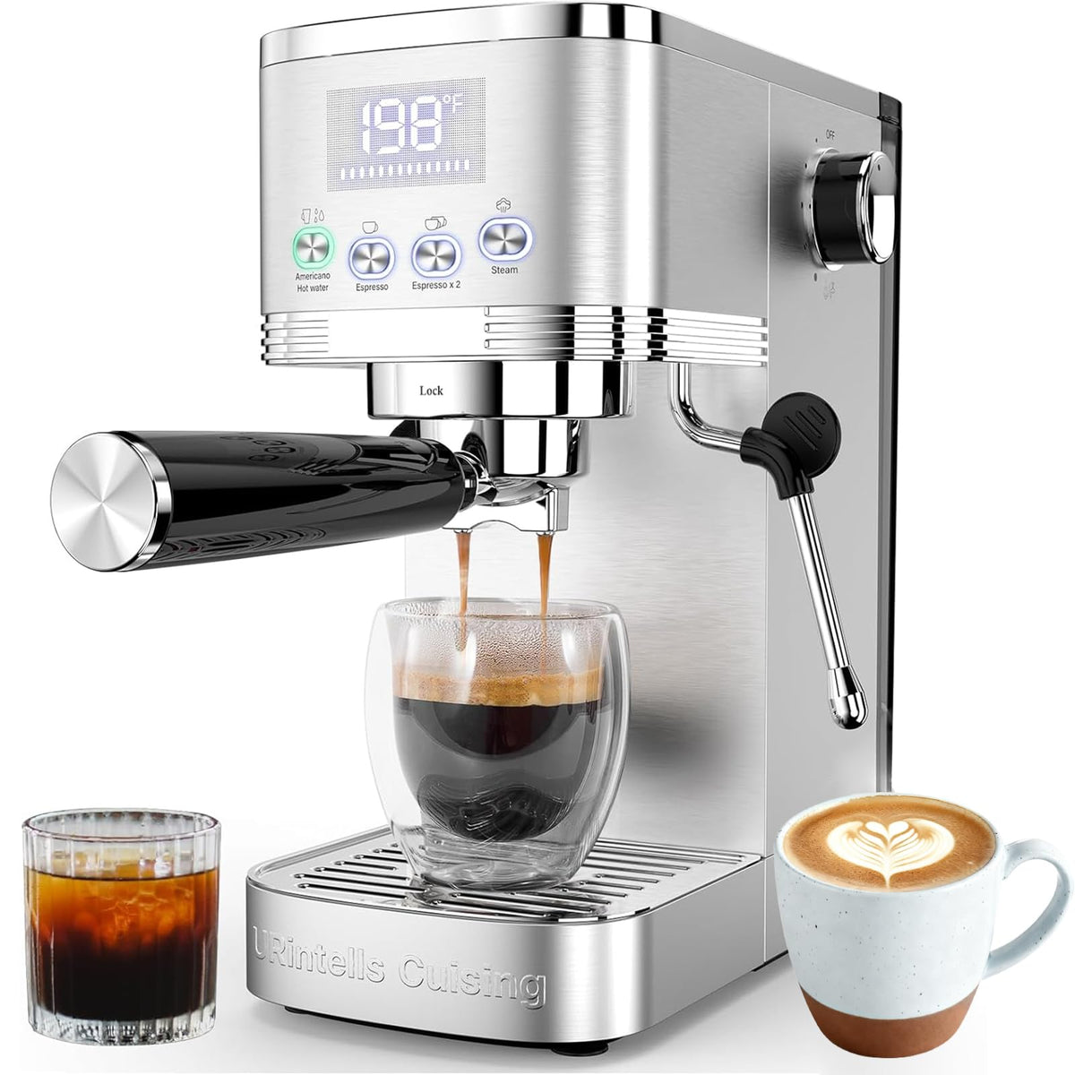 URintells Cuising Espresso Machine with Adjustable Extraction Temperature