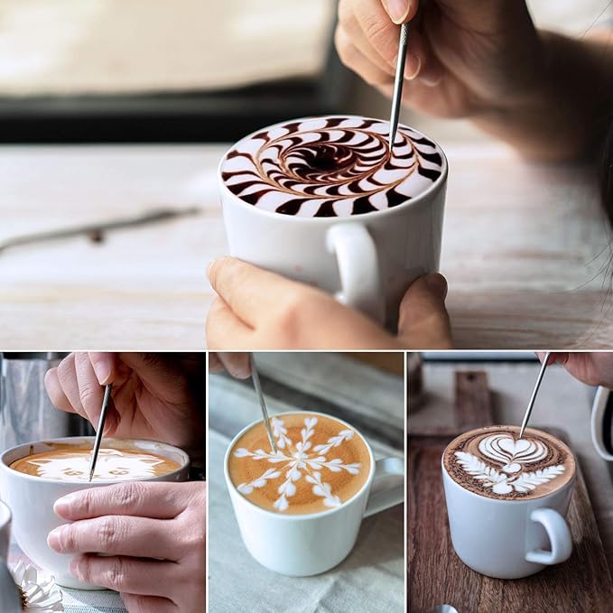 Milk Frothing Pitcher, 8.5oz / 250ml Steaming Pitcher Stainless Steel Espresso Machine Accessories for Coffee Bar, Cappuccino Barista Tools Milk Jug Steamer Frother Cup with Latte Art Pen