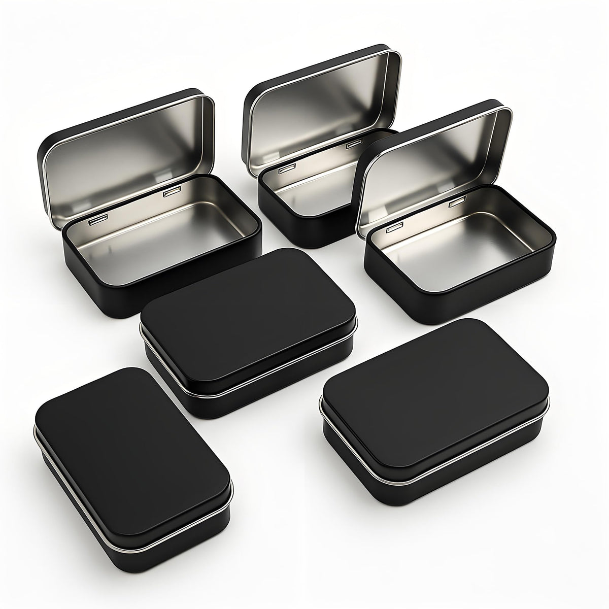 Forever bene 20-Pack Black Hinged Tin Boxes for Nail Art