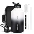 Insulated Water Bottle 64 oz, Triple Wall Vacuum Stainless Steel Water Bottles (Cold for 48 Hrs), Leak Proof & Non-BPA, Half Gallon Water Flask Jug Wide Mouth Straw Lid & Spout Lid